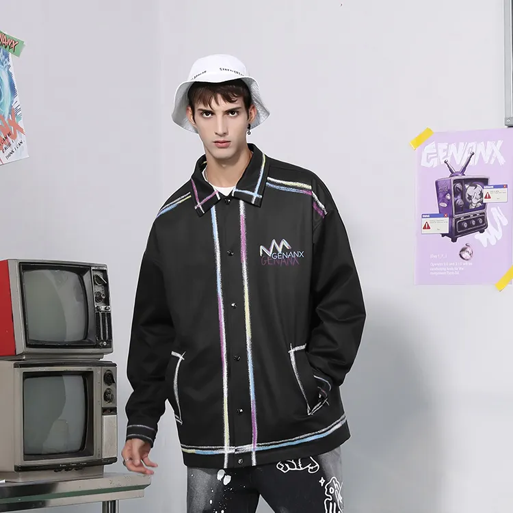 GENANX Loose Fit Jacket Unisex Black-3
