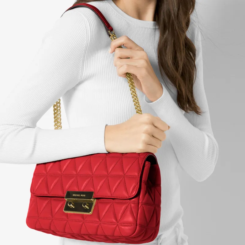 MICHAEL KORS MK Sloan Sheepskin Crossbody Bag, Shoulder Bag Women's Bright Red-2
