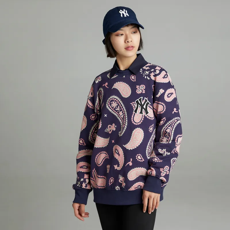 MLB Cashew Flower Sweatshirts Unisex Marine Blue-5