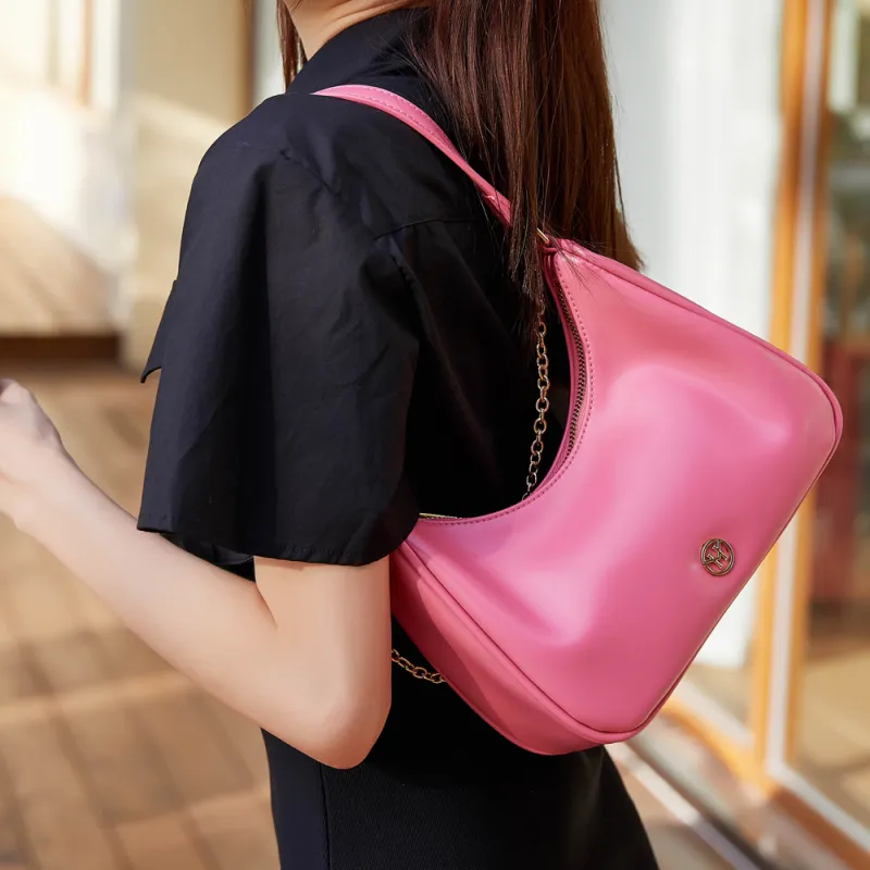 VICTORIA·HYDE Artificial Leather Underarm Crescent Bag, Shoulder Bag Regular Women's Pink-3
