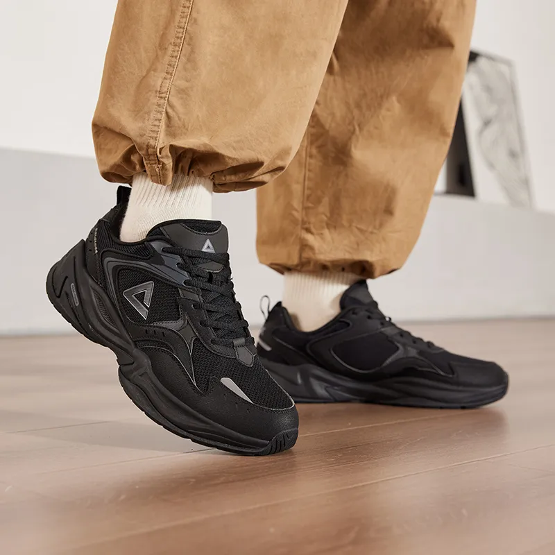 PEAK State Pole Source Back Casual Shoes Men Low Top All Black-5