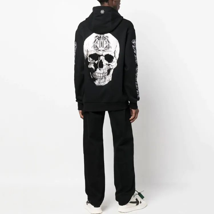 PHILIPP PLEIN Skull print Logo embroidered Hoodie-3