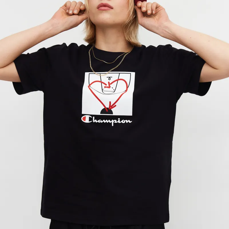 Champion Drop Shoulder Sleeve T Shirt Women's Black-2