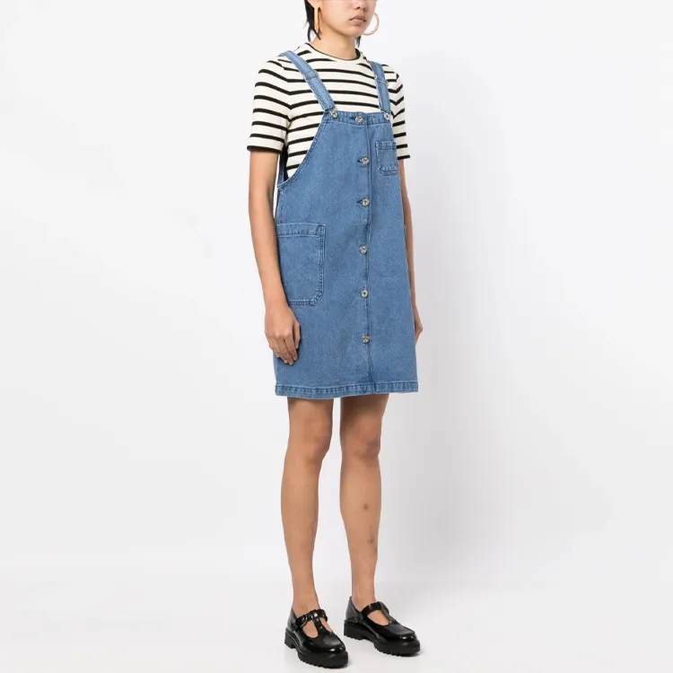 CHOCOOLATE Logo-patch Washed Denim Overalls-3