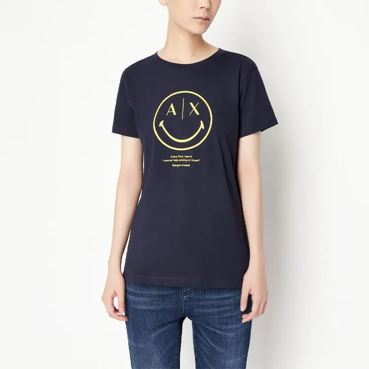 ARMANI EXCHANGEAE ARMANI EXCHANGE X SmileyWorld T Shirt Women's Marine Blue-2