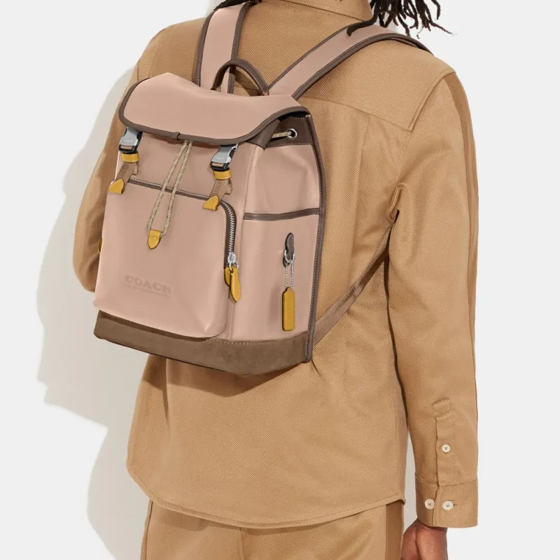 COACH Calfskin With Suede Backpack Large Size Men's Umber-3