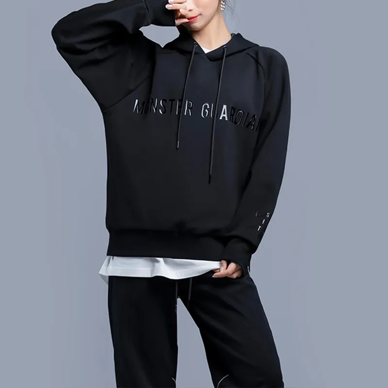 Monster Guardians Hooded Loose Fit Regular Sweatshirt Women's Phantom Black-1