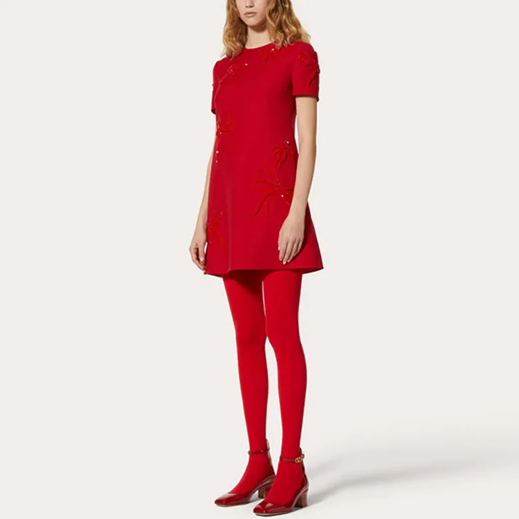 Valentino ROSSO Chinese New Year Short Sleeved Dresses Women's Red-3