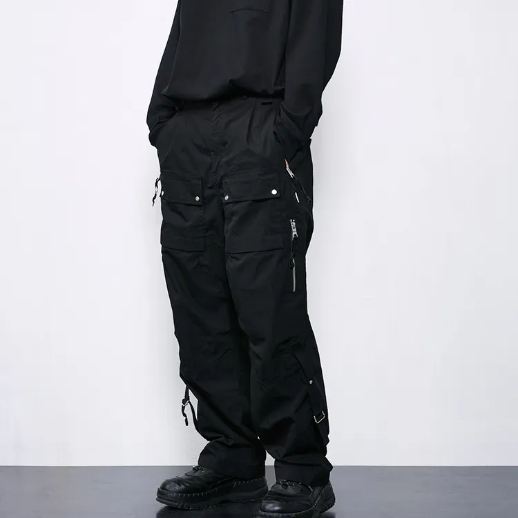 ATTEMPT Straight Casual Pants Unisex Black-4