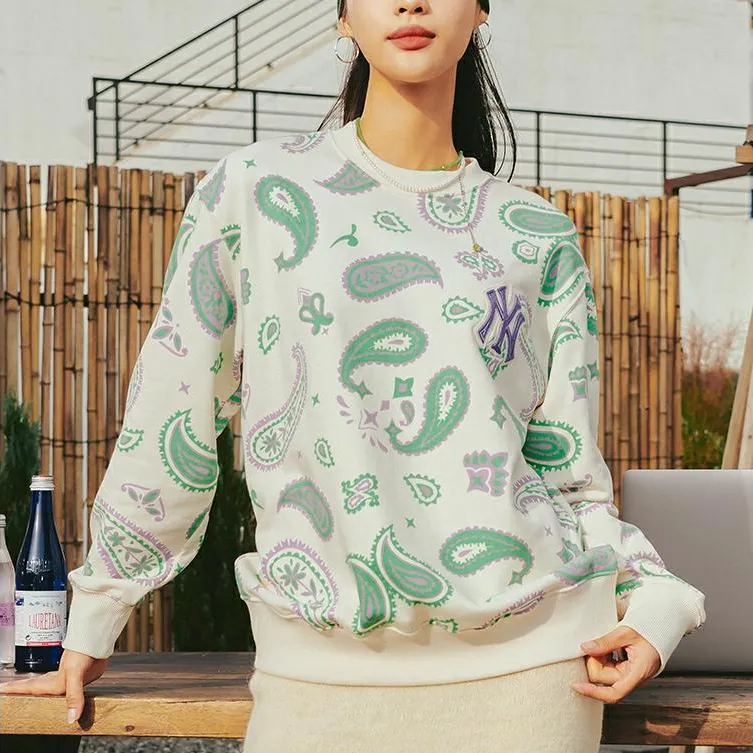 MLB Cashew Flower Sweatshirts Unisex Cream-2