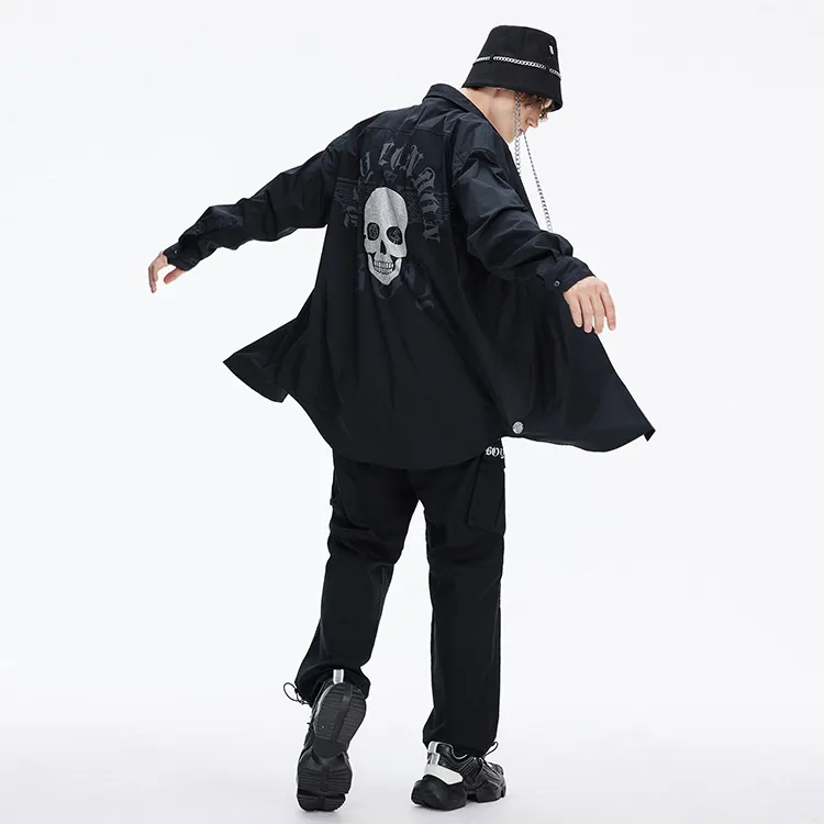 Boy London FW21 Letter Skeleton Shirt Shirt Fall Spring And Winter Unisex Black-3