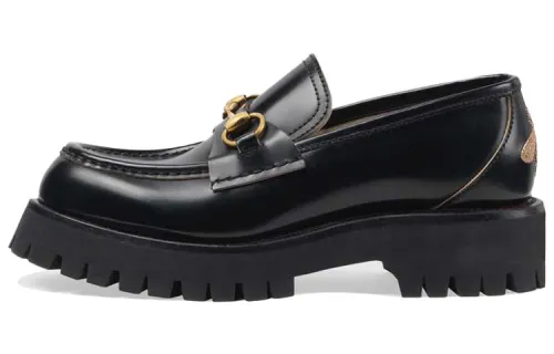 Gucci Lug Horsebit 30mm Platform Loafer Black Leather