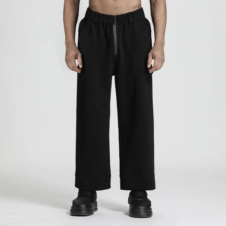 NORVINCY Warm Breathable Elastic Waistband Solid Color Casual Pants Unisex-2