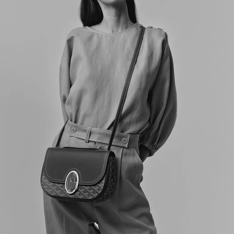 GOYARD 233 Canvas With Leather Shoulder Bag Crossbody Bag Women's Gray-4