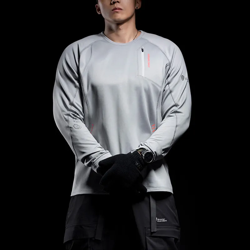 Monster Guardians Long Sleeved T Shirt Men's Cool Mountain Gray-1