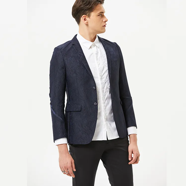 DAVID NAMAN Business Suits Men Navy Blue-7