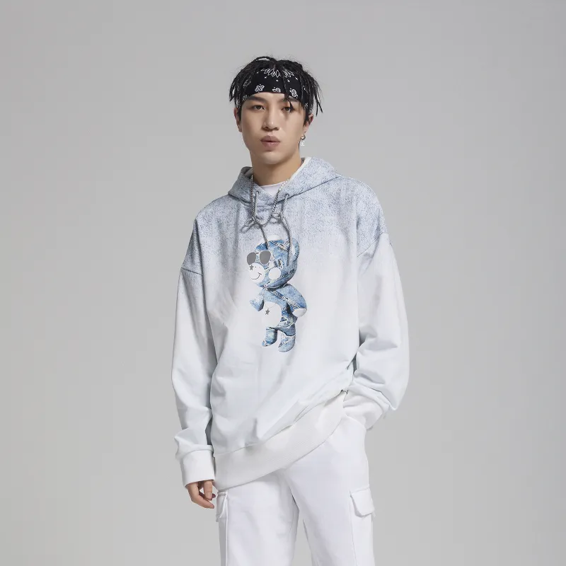 Thankque Hooded Loose Fit Sweatshirt Unisex White-3