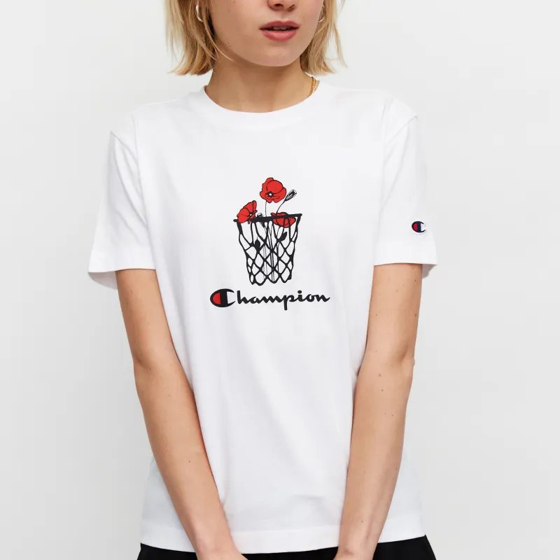 Champion Drop Shoulder Sleeve T-Shirt Women's White-3