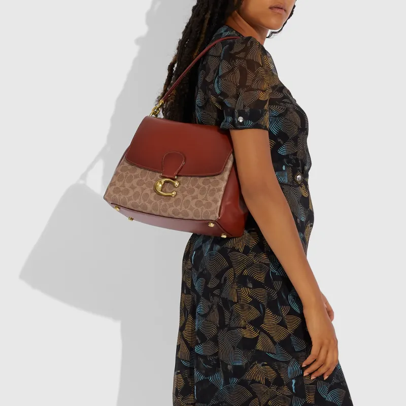 COACH Leather Shoulder Bag Women's Rusty Red-3
