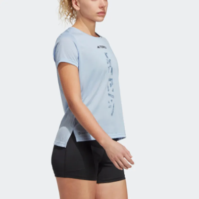 Adidas T Shirts Women's Light Pink Blue-3