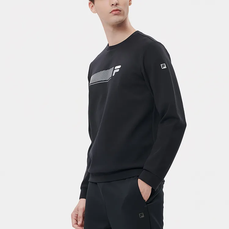 FILA Athletics Crew Neck Sweatshirt Spring Autumn And Winter Men's Pitch Black-4