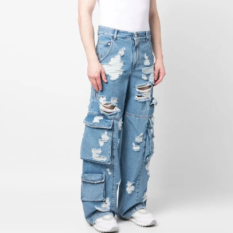 GCDS Distressed Wide leg Jeans-3