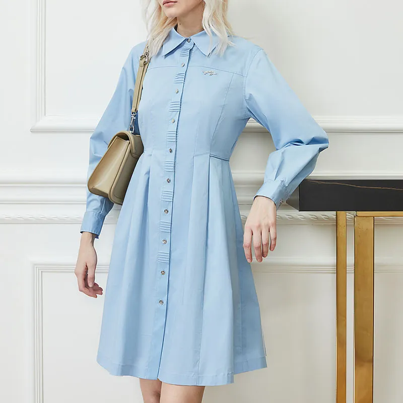 DKNY Long-Sleeved Dresses Women's Light Blue-4
