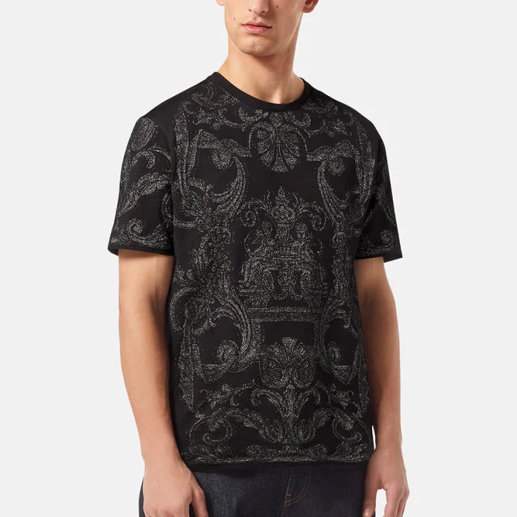VERSACE Metallic Barocco print T shirt-2