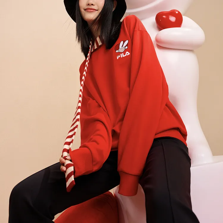 FILA CNY X Buer Rabbit Sweatshirts Unisex Red-4