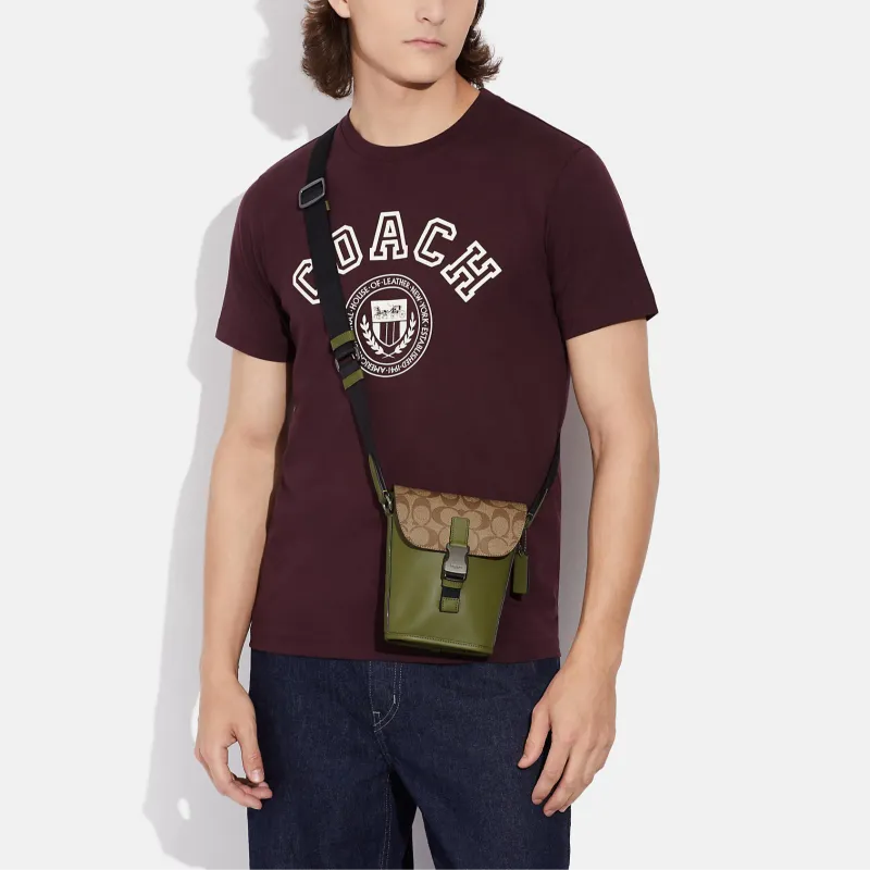 COACH Track Coated Canvas With Smooth Calfskin Shoulder Bag, Crossbody Bag Men's Khaki & Jasper-4