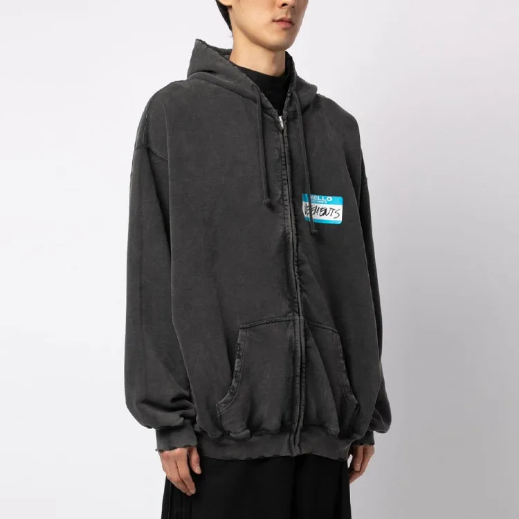 Vetements My Name Is Faded Zip Up Hoodie-4