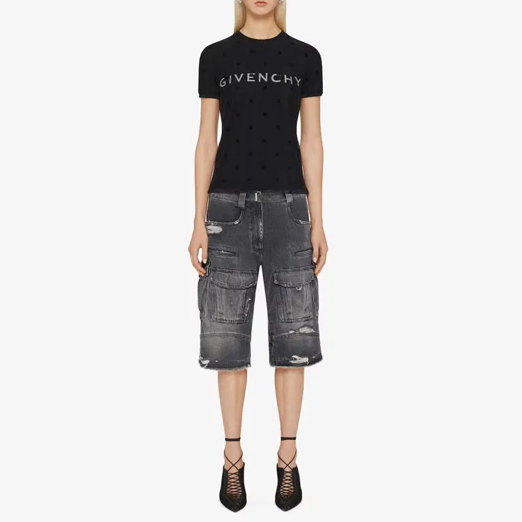 Givenchy All Over Logo Motif Patch Mesh Shirt-1