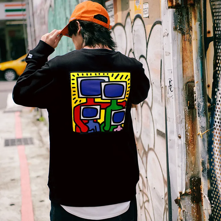 STAYREAL KAISIHALIN Crew Neck Loose Fit Regular Sweatshirt Unisex Black-2