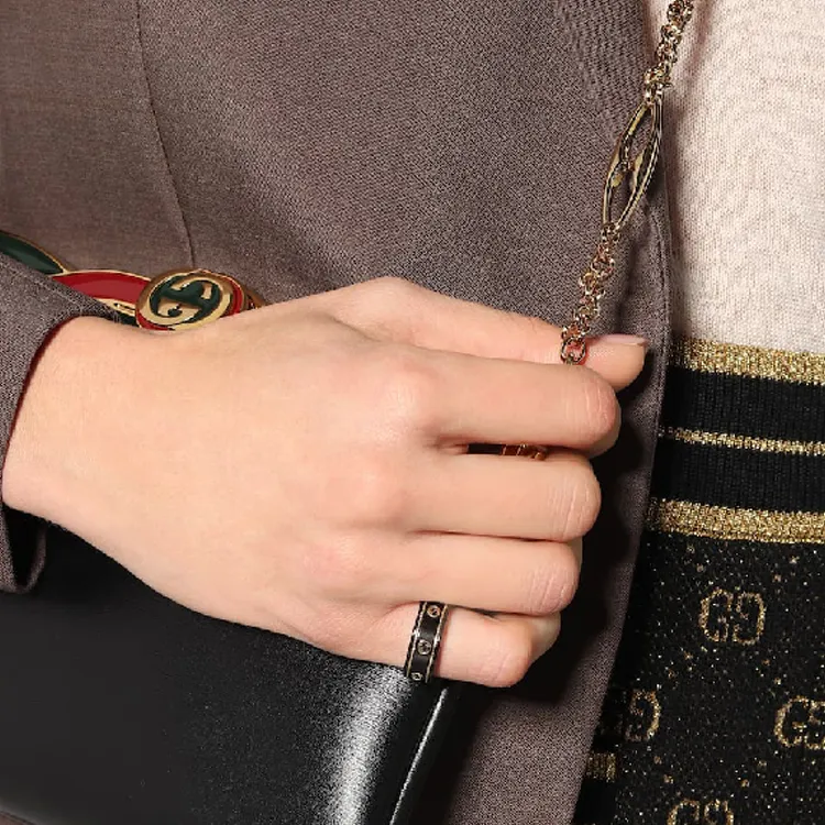 GUCCI 18K Gold Rings Unisex Black-5
