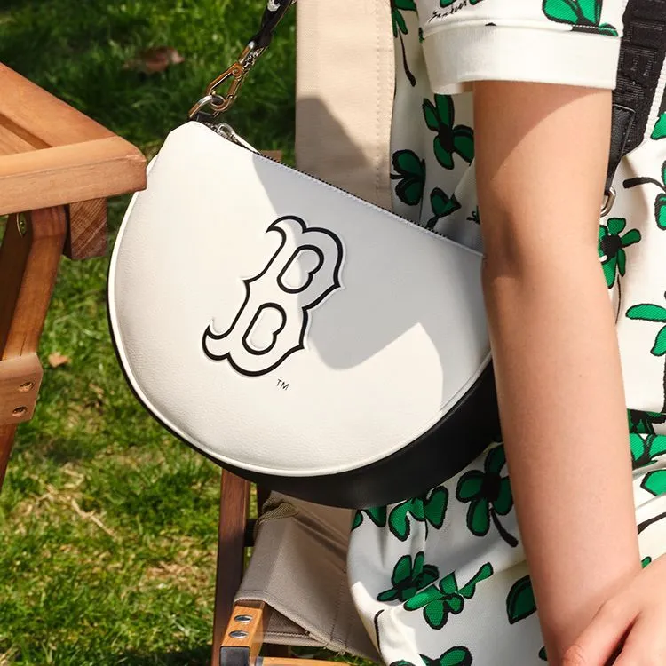 MLB Artificial Leather Dumpling Bag Shoulder Bag Crossbody Bag Regular Unisex Black White-8