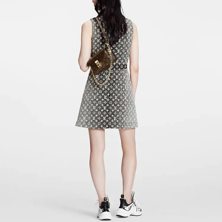 LOUIS VUITTON SS23 Sleeveless Dress Women's Gray Black-2