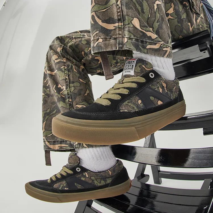 Vision Street Wear Stick Low Top Skateboard Shoes Unisex Army Green Camouflage Multicolor-7