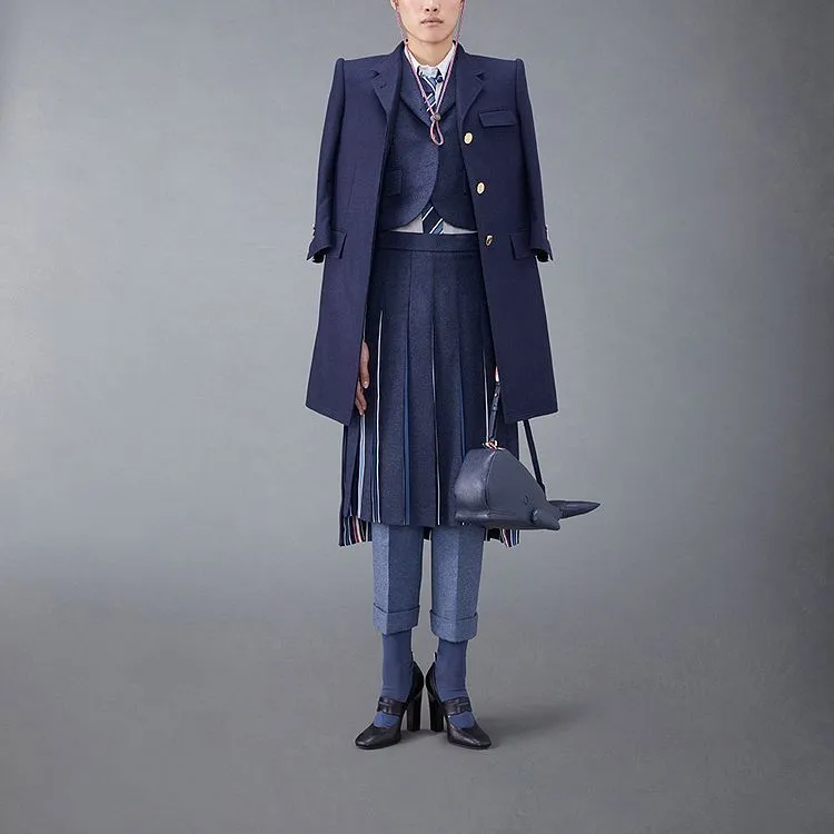 THOM BROWNE Single-Breasted Cropped Flannel Jacket-2