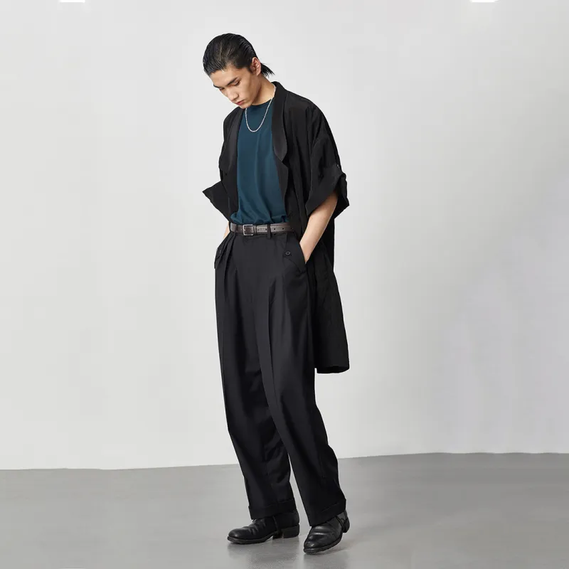 OPICLOTH Straight Casual Pants Unisex Black-3