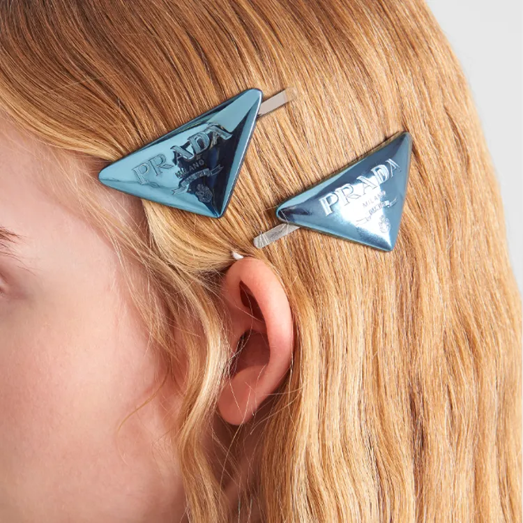 PRADA Metal Hair Clip Women's Blue-2