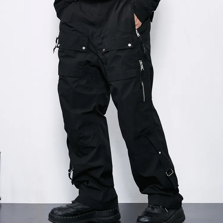 ATTEMPT Straight Casual Pants Unisex Black-2
