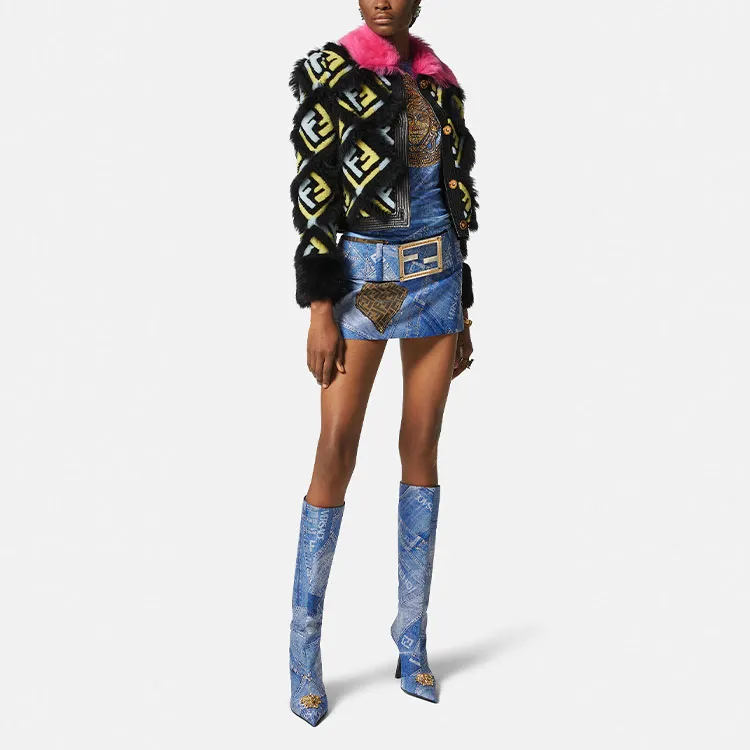 VERSACE Fendace Ff Shearling Jacket Multicolor-3