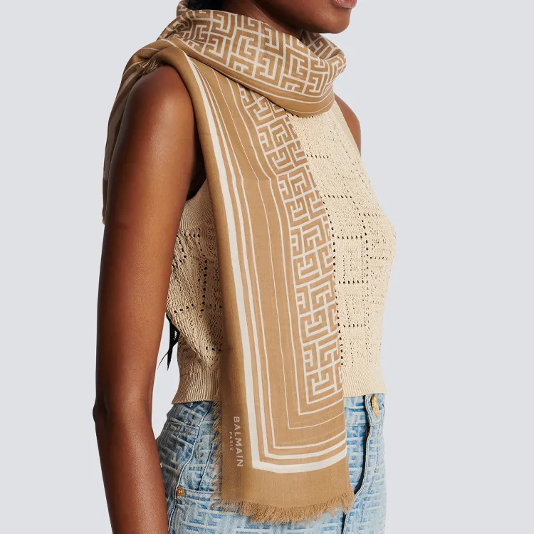 BALMAIN Knit Scarf Women's Brown-2