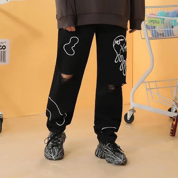XXGOGO Straight Jeans Unisex Black-2