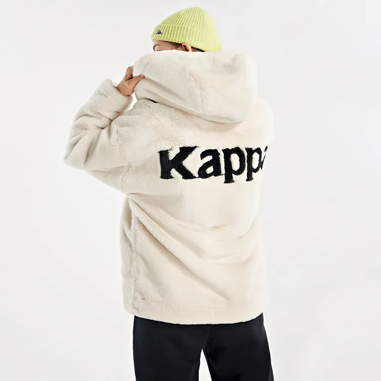 Kappa Solid Color Letters Hooded Puffer Jacket Women's Korean White-2