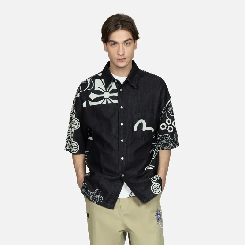 EVISU Shirts Men Navy Blue All Over-2