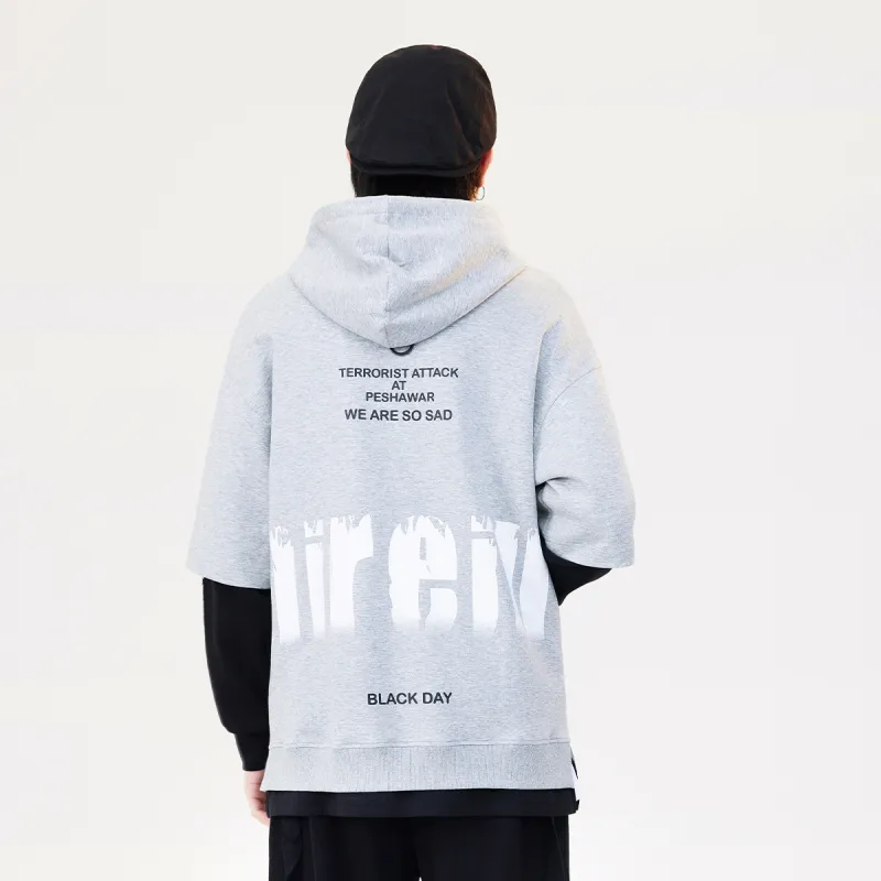 GUKUUL Letter Print Patchwork Loose Fit Drawstring Hoodie Unisex-6