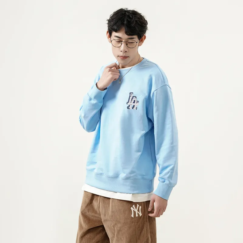 MLB PLAY PIXEL OVERFIT Los Angeles Dodgers Sweatshirt Unisex Light Blue-6
