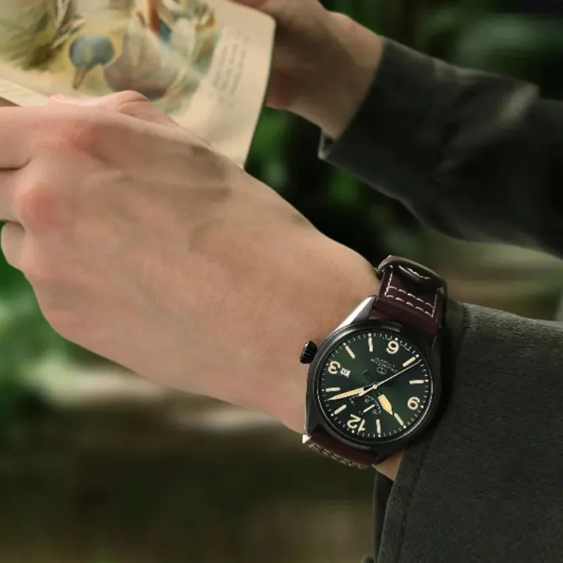 ORIENT STAR Sports Collection Automatic Mechanical Movement Leather Strap Watch Men's Watches Green Dial RE AU0201E00B-4
