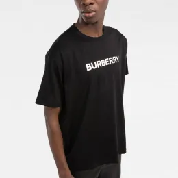 Burberry Logo Print Cotton Oversized T-shirt Black/White-2